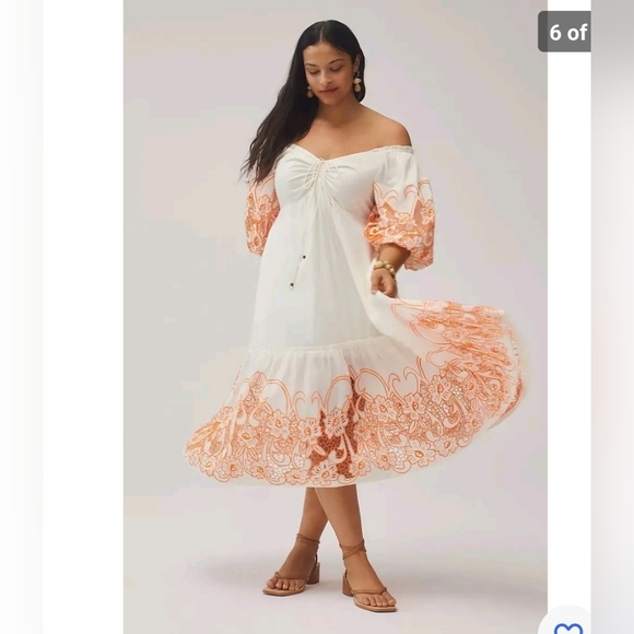 Anthropologie Tina Puff-Sleeved Embroidered Maxi Dress - Picture 4 of 9